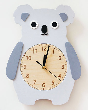 Zegar wiszący miś Koala dla dzieci, Dekorlatte