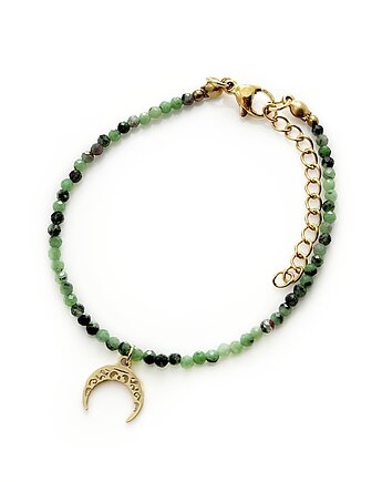 Bransoletka zoisyt z rubinem, róg obfitości, kamienie naturalne, Colie