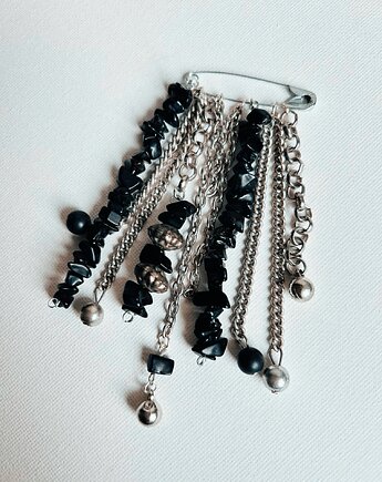 Broszka na agrafce  BLACK STONE  Agrafka Studio, Natalia Puchalska