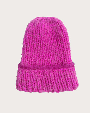 Czapka z jedwabiem oraz wełną alpaki i merynosa Pink Romantic, Po.dziergane