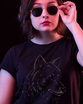 Koszulka czarna organiczna Wolf, ART ORGANIC
