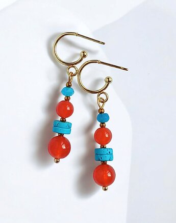 Kolczyki SUMMER collection : 5cm : turkusowo -pomarańczowe, kaktusia