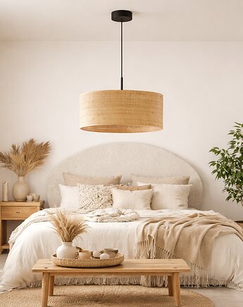 Lampa wisząca do sypialni w stylu boho SINTRA BOHO z rattanowym kloszem 40 cm, LYSNE