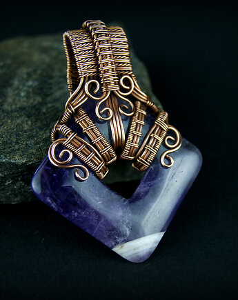 Dwustronny wisior z ametystem, Blue Pearl Art