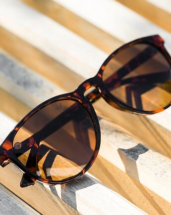 Brązowe okrągłe okulary przeciwsłoneczne w panterkę  Mai Tais, SunloversSunglasses