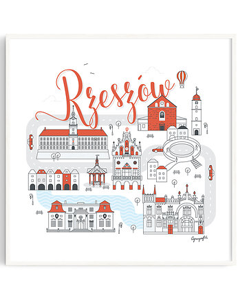 Rzeszów plakat 50x50 cm 40x40 cm, Cyrografik