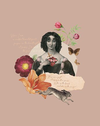 Plakat Kolaż Rabbit Heart, Pracownia RetroBotanica