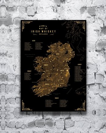 Whiskey Irlandia  / plakat mapa, OKAZJE - Prezent na 50 urodziny