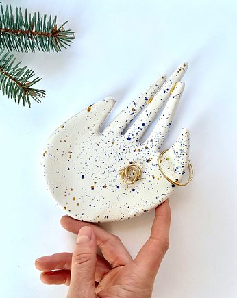 Ceramiczna Podstawka  na Biżuterię Niebiesko Złote Ciapki, Maison Fragile