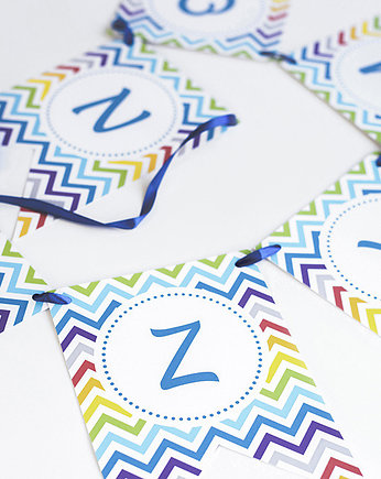 Girlanda urodzinowa personalizowana TĘCZA zygzaki, WOW party