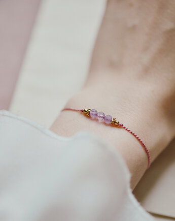 Ametyst na jedwabiu, bransoletka, Okruszek Biżuteria