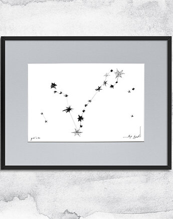 Oprawiona grafika zodiak Ryby, Maja Gajewska
