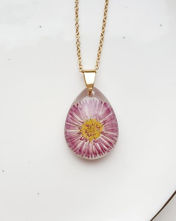 Naszyjnik ze stokrotką, Jaskółcze ziele handmade 