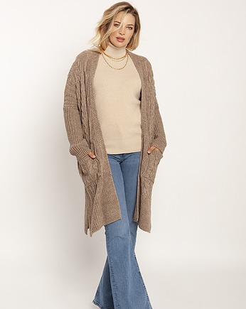 Swetrowy płaszcz z kieszeniami - PA008 mocca MKM, MKMswetry