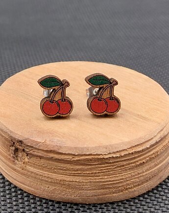 Kolczyki drewniane WISIENKI, SIAMIL ART