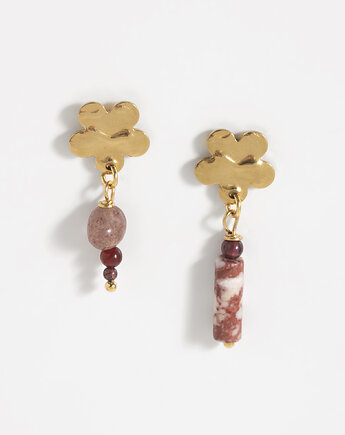 Złote Kolczyki Kwiatki z Kamieniami Naturalnymi, ech studio