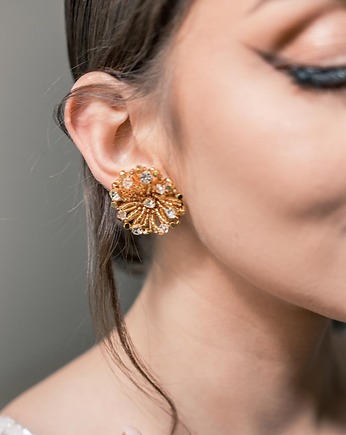 STELLA - złote kolczyki glamour z kryształkami, Aureus Flos