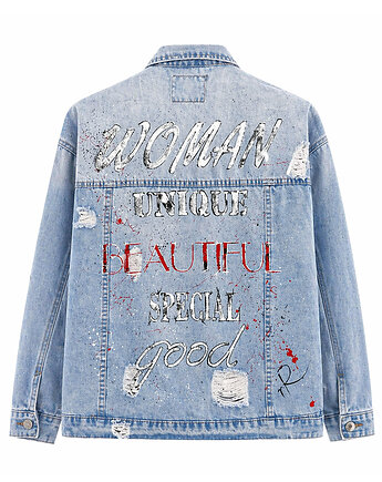 Kurtka jeansowa ręcznie malowana Women, rękąROBIONE