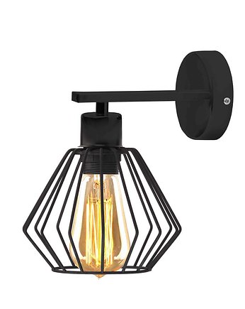 Czarny kinkiet do przedpokoju CORK LOFT z drucianym kloszem, lampy loftowe LYSNE LOFT