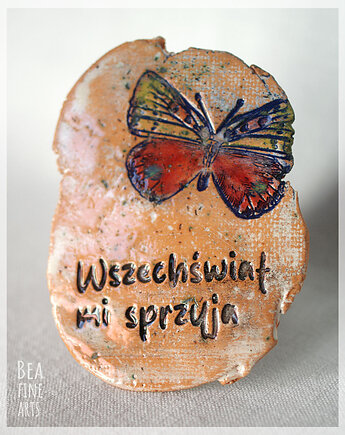 Wszechświat mi sprzyja, afirmacja ceramiczna w ramce, Bea Fine Arts