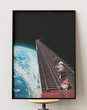 Plakat Pociąg jest opóźniony - Kolaż Fine-art  - Autorska dekoracja ścienna, DAPIDOKA