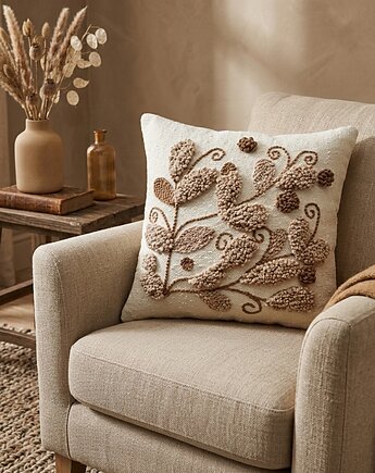 Nowość! Poduszka dekoracyjna Boho beżowa naturalna, PUCHAKI