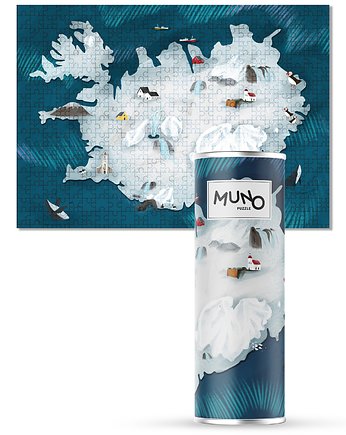 MUNO Puzzle Mapa Islandii by Martyna Wilner 1000 el., MUNO puzzle