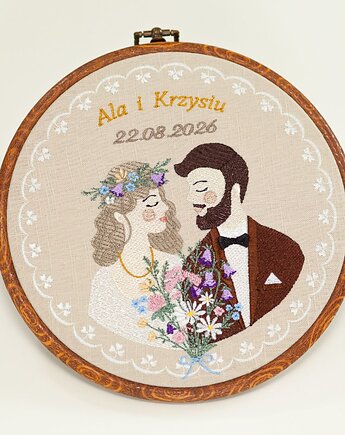 Haft ślubny w oprawie 20 cm,pamiątka ślubna, podziękowania ślubne 43, Plasun