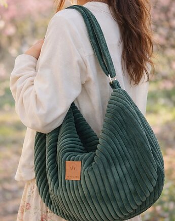 Sztruksowa torba hobo Zielona, sabi tatka