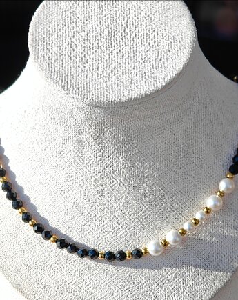 Naszyjnik klasyczny turmalin i perły, NESSING handmade