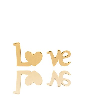 Kolczyki srebrne pozłacane love, LUO