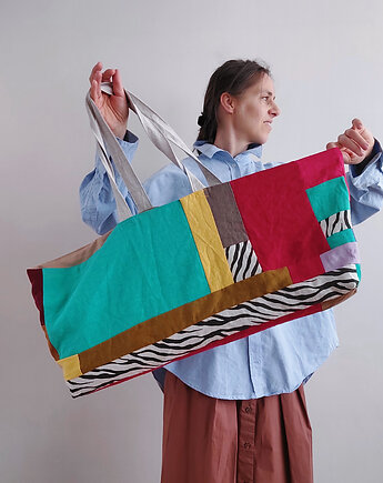 Torba na joge /miasto ZERO WASTE patchwork len, madebyjokpa