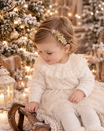 Opaska świąteczna z złoto na gumce, Petite Dame