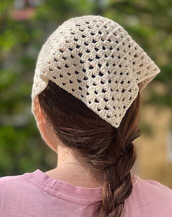 Letnia chusta na głowę bandana kremowa, Made by Jaga
