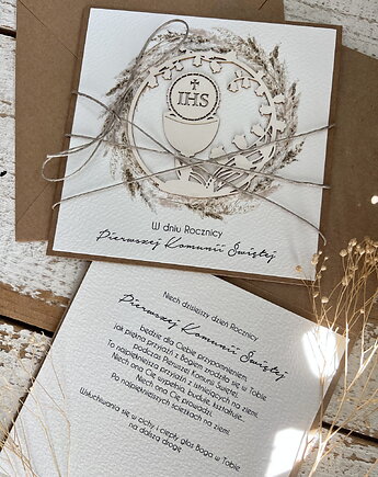 Kartka ręcznie robiona z okazji rocznicy komunii świętej - odnowienie przyrze, sorte