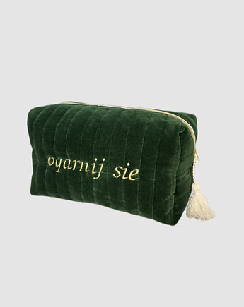 Kosmetyczka pikowana z haftem "Ogarnij sie", Boski Bajzel