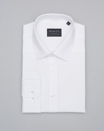 Koszula męska 00309 dł. rękaw biały classic fit 164/170 40, BORGIO