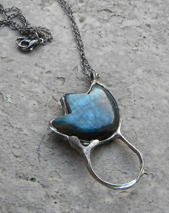 Niebieskozielony  labradoryt kwiatek - naszyjnik, Beata Trotter