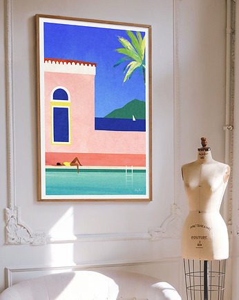 Plakat Letnie wakacje nad basenem, minimalmill