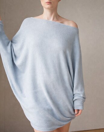 Sweterek oversize długi szary, ONE MUG A DAY