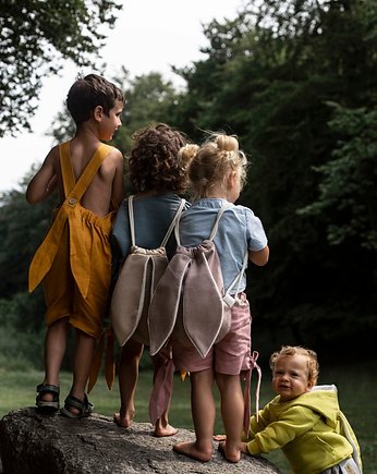 Plecak MEDIUM Beżowy KRÓLIK z Uszami, USZYTE