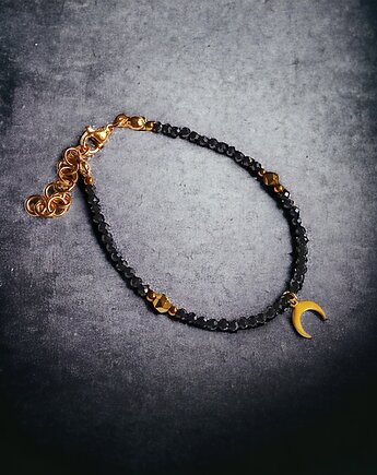 Ochronna bransoletka :: lunula & czarny turmalin w pudełku jubilerskim, kaktusia