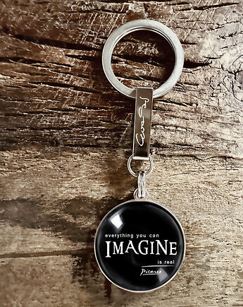 Imagine,  stalowy brelok + box, Makaliboo