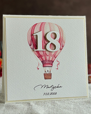 Personalizowana kartka na 18. urodziny z balonem BE HAPPY!, BH 38, Anna Art and Crafts
