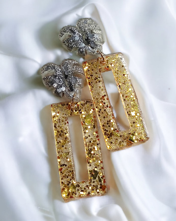 UNIKATOWE klipsy z żywicy : kolekcja GLAM, kaktusia