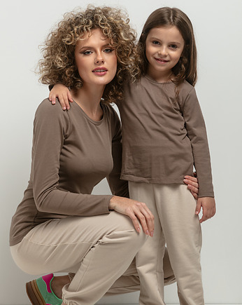 Komplet bluzek  z długim rękawem dla mamy i córki, model 44, cappuccino, mala bajka