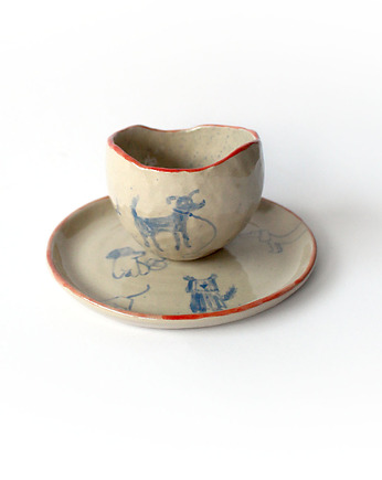 Talerzyk i czarka z pieskami, cynamon studio