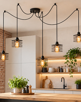 Kaskadowa lampa wisząca w stylu pająka z 5 ramionami GALO LOFT L5, lampy loftowe LYSNE LOFT