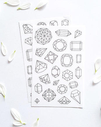 Diamenty, Kryształy - Naklejki do Kolorowania, Anna Grunduls Design