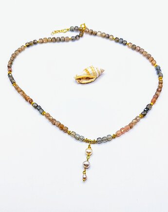 Kamienie księżycowe z perełkami, naszyjnik, Studio Gazela
